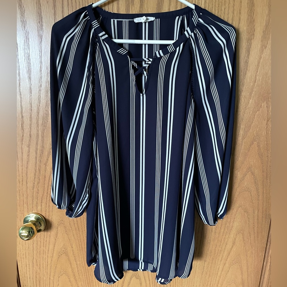 Maurices Blouse - Large - Navy Blue/White